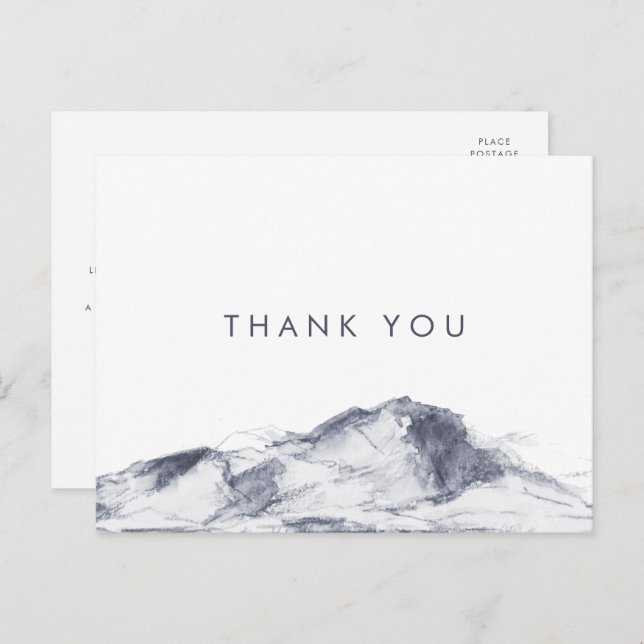 Simple Mountain Thank You Postcard (Front/Back)