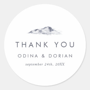 Simple Mountain Thank You Wedding Favour Sticker