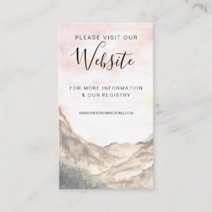 Simple Mountain Watercolor Wedding Website Enclosure Card