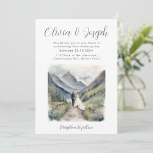 Simple Mountain Watercolour Wedding Invitation