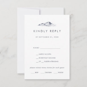 Simple Mountain Wedding Menu Choice RSVP Card