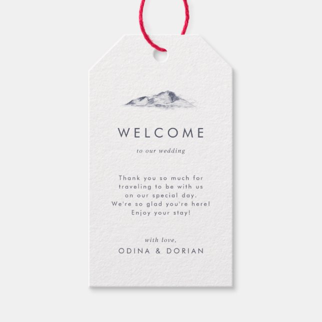 Simple Mountain Wedding Welcome Gift Tags (Front)