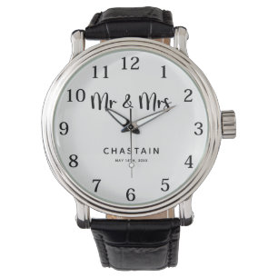 Simple Mr. & Mrs.   Wedding Monogram  Watch