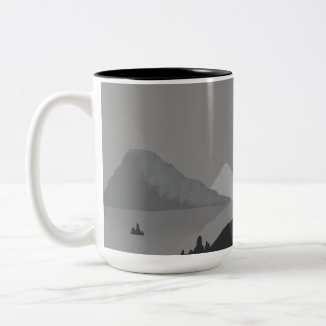 Simple mug with gray mountain landscape (Left)