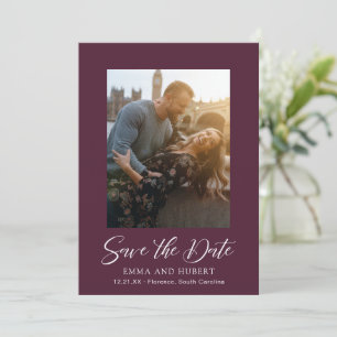 Simple Mulberry Minimalist Modern Elegant Wedding Save The Date