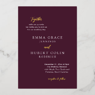 Simple Mulberry Typographic Modern Elegant Wedding