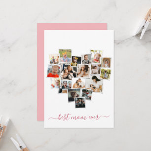 Simple Multi Photo Collage Heart Best Mum Ever Invitation