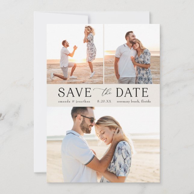 Simple Multi-Photo Save the Date Invitation (Front)