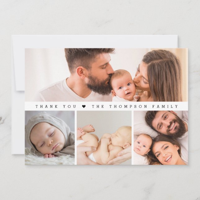Simple Multi Photos Baby Shower Thank You Card (Front)