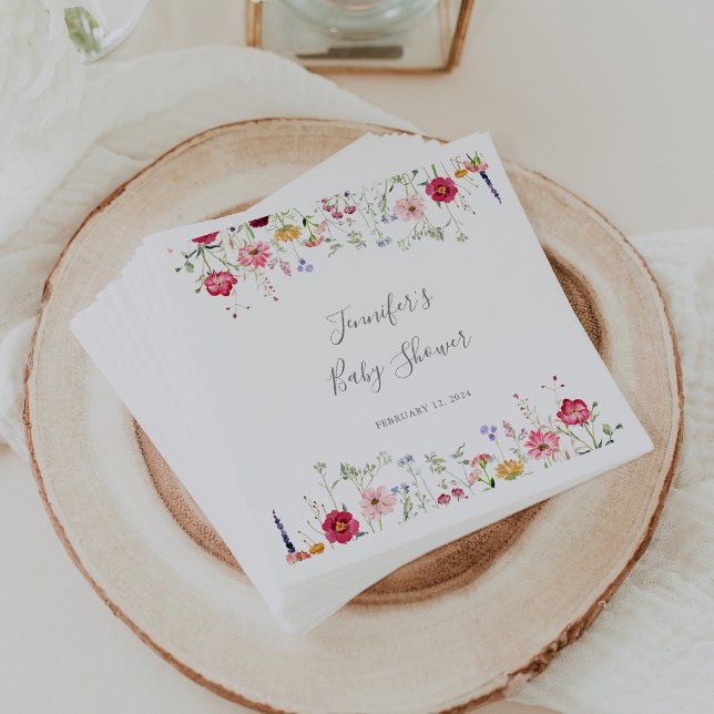 Simple Multicolor Wildflower Baby Shower Napkin (Creator Uploaded)