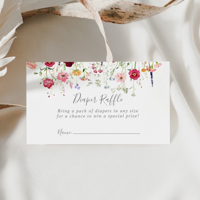 Simple Multicolor Wildflower Diaper Raffle Ticket Enclosure Card (Creator Uploaded)