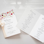 Simple Multicolor Wildflower Folded Wedding Programme<br><div class="desc">This simple multicolor wildflower folded wedding program is perfect for a rustic wedding. The design features a multicolored assortment of pink,  blush,  purple,  yellow,  white,  violet,  red,  burgundy wild flowers.

Include a quote or short message,  order of service,  wedding party and thank you message.</div>