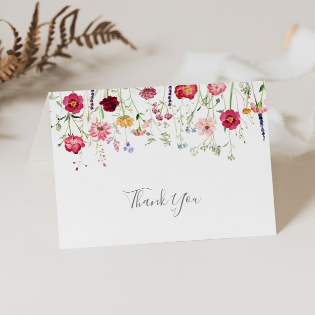 Simple Multicolor Wildflower Folded Wedding  Thank You Card (Creator Uploaded)