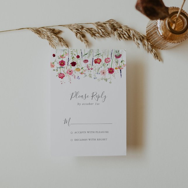 Simple Multicolor Wildflower RSVP Card (Creator Uploaded)