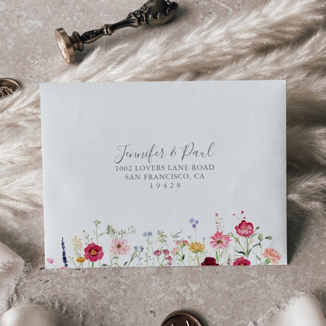 Simple Multicolor Wildflower Self-Addressed RSVP  Envelope (Creator Uploaded)