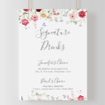 Simple Multicolor Wildflower Signature Drinks Sign<br><div class="desc">This simple multicolor wildflower signature drinks sign is perfect for a rustic wedding. The design features a multicolored assortment of pink,  blush,  purple,  yellow,  white,  violet,  red,  burgundy wild flowers.

Personalise the sign with the names of the bride and groom and their favourite drink choice.</div>
