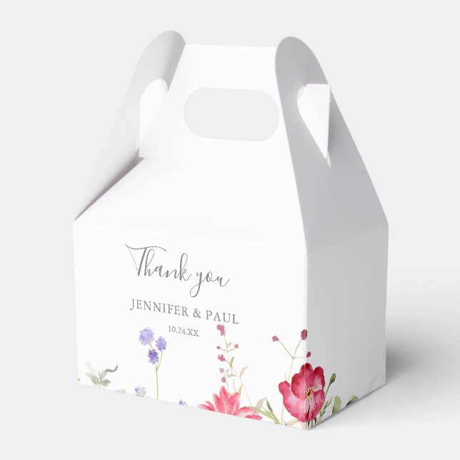 Simple Multicolor Wildflower Wedding Favour Box (Front Side)
