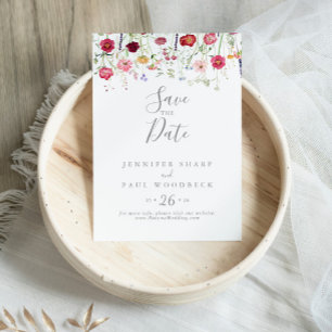 Simple Multicolor Wildflower Wedding Save The Date