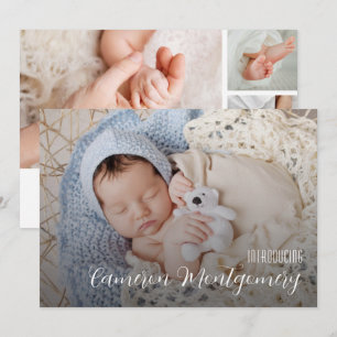 Simple Multiple Photo Collage Birth Announcement