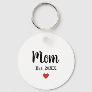Simple Mum Est. Year Little Heart Custom  Key Ring