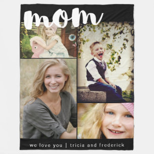 Simple Mum Script Photo Collage Fleece Blanket