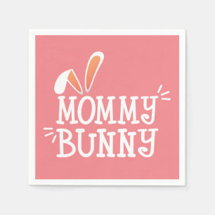 Simple Mummy Bunny Easter Typograph Paper Napkin