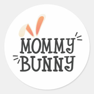 Simple Mummy Bunny Easter Typograph Sticker Seal