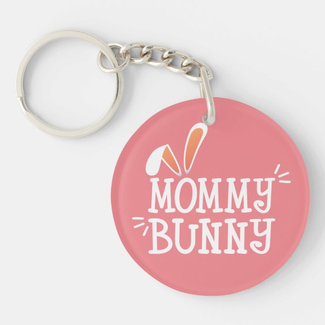 Simple Mummy Bunny Easter Typography | Keychain (Front)