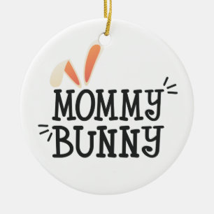 Simple Mummy Bunny Easter Typography Ornament