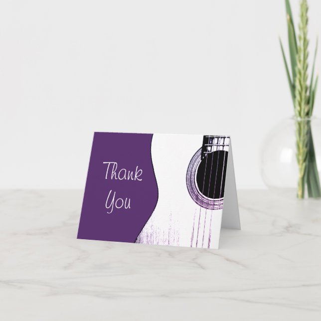 Simple Musical Abstract Guitar Purple Thank You Card (Front)
