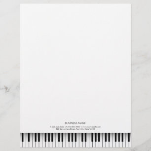 Simple Musical Piano Black & White Keys Letterhead