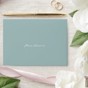 Simple Muted Blue Elegant Wedding Envelope