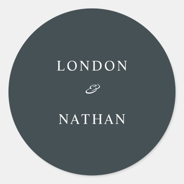 Simple Muted Blue Greenery Classic Round Sticker (Front)