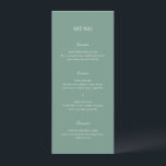 Simple Muted Green Elegant Wedding Menu<br><div class="desc">Modern wedding menu featuring a simple design with a combination of a contemporary sans serif font,  an elegant handwriting script and an italic font.</div>