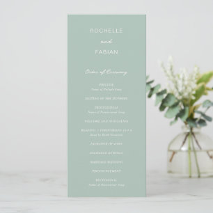 Simple Muted Green Elegant Wedding Programme