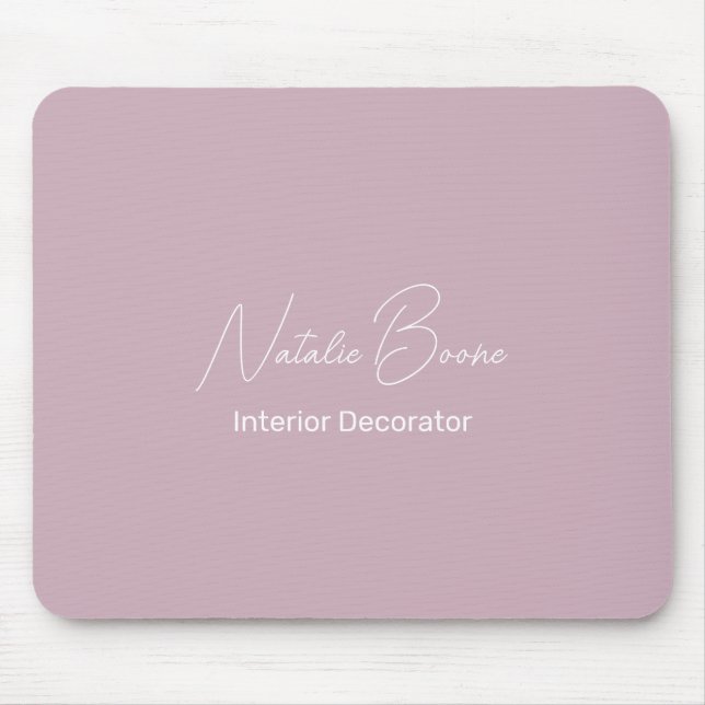 Simple Muted Pink Monogrammed Name Mouse Mat (Front)