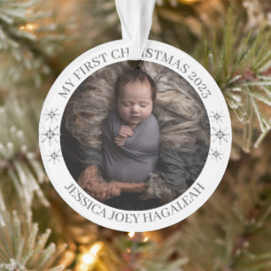 Simple My First Christmas Personalised Baby Photo Ornament