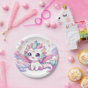 Simple Mythical Dragon Baby Shower Paper Plate