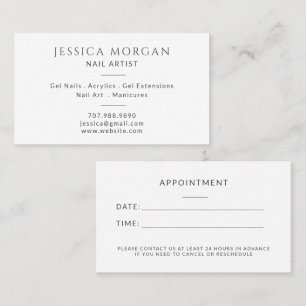 Simple Nail Artist Business & Appointment Card