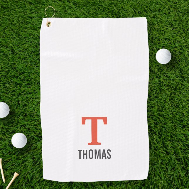 Simple Name and Monogram Initial Personalised Golf Towel (Creator Uploaded)