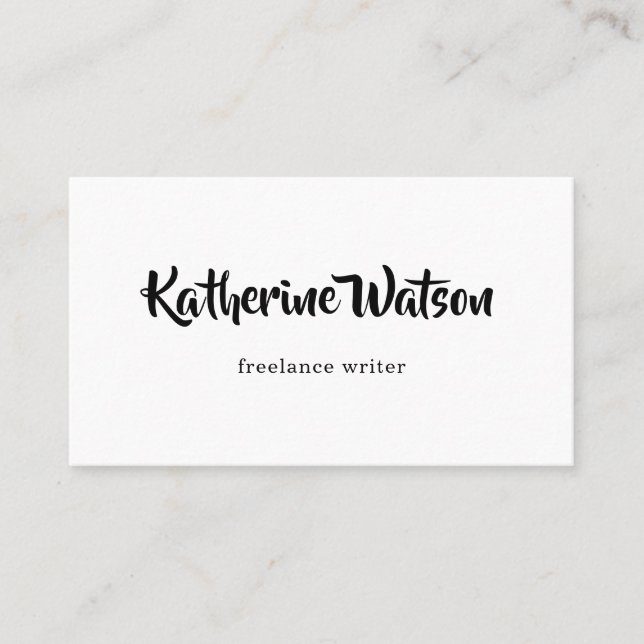 Simple Name Black and White Minimal Business Card (Front)