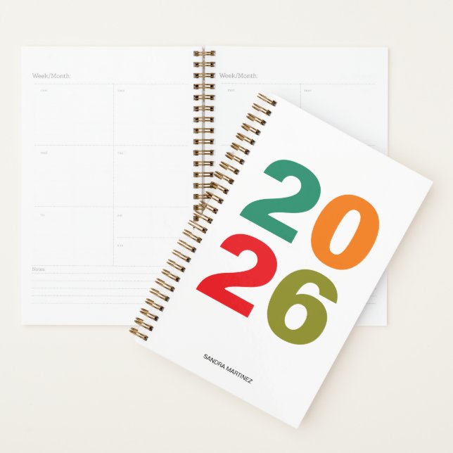Simple name colourful modern typography 2026 photo planner (Display)