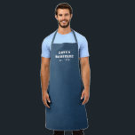 Simple Name Denim Blue Modern Apron<br><div class="desc">Masculine apron featuring a simple design with your custom name and year over a dark navy blue faux denim texture.  This cool apron makes a great gift for a husband or dad who likes to cook for his birthday or Father's Day.</div>