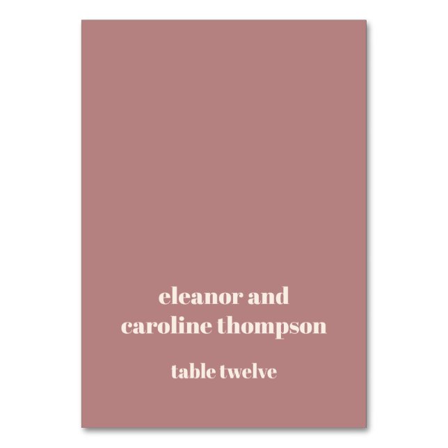 Simple Name Dusty Rose Custom Wedding Place Card (Front)
