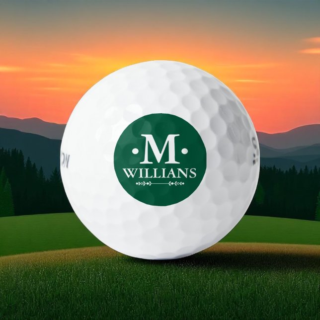 Simple Name Initial Letter M Green Golf Balls (Creator Uploaded)