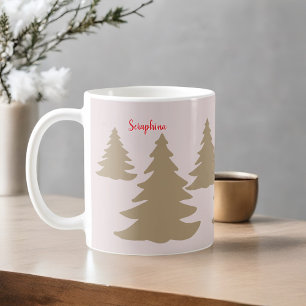 Simple name modern cute neutral cabin gold tree coffee mug