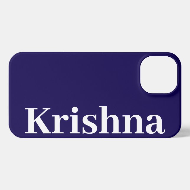 Simple Name Modern Minimal Monogram Dark Blue iPhone Case (Back Horizontal)