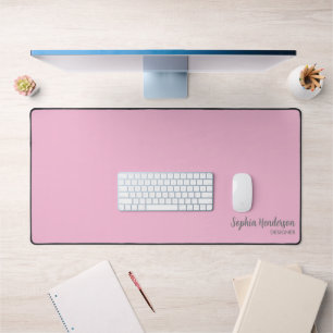 Simple Name Monogram 2 lines of Custom Text Pink Desk Mat