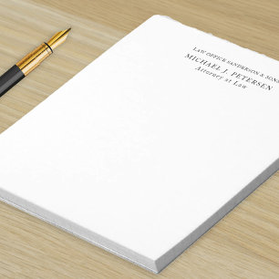 Simple name personalised classic black and white notepad