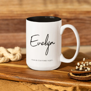 Simple Name Script Custom Text Two-Tone Coffee Mug